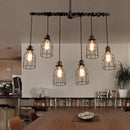 GobekUsa Antique Style Bronze Iron Pendant Light with 6/10 Bulb Cage, Water Pipe Design - Ideal Island Lighting for Dining Room