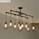 GobekUsa Antique Style Bronze Iron Pendant Light with 6/10 Bulb Cage, Water Pipe Design - Ideal Island Lighting for Dining Room