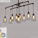 GobekUsa Antique Style Bronze Iron Pendant Light with 6/10 Bulb Cage, Water Pipe Design - Ideal Island Lighting for Dining Room
