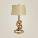GobekUsa Industrial Barrel Desk Lamp with Coarse Knots Rope Base - Fabric White, 1 Head - Perfect for Living Room