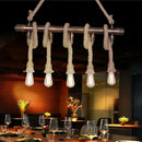 GobekUsa Industrial Beige Metal Island Pendant Light for Dining Room with Rope Accent - 3/5 Heads Open Bulb, Warehouse Style