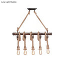 GobekUsa Industrial Beige Metal Island Pendant Light for Dining Room with Rope Accent - 3/5 Heads Open Bulb, Warehouse Style
