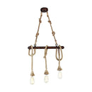 GobekUsa Industrial Beige Metal Island Pendant Light for Dining Room with Rope Accent - 3/5 Heads Open Bulb, Warehouse Style