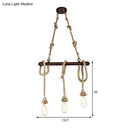 GobekUsa Industrial Beige Metal Island Pendant Light for Dining Room with Rope Accent - 3/5 Heads Open Bulb, Warehouse Style