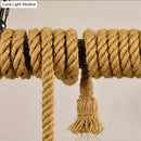 GobekUsa Industrial Style Island Lamp with Rope and 4 Lights - Open Bulb Hanging Light for Dining Room in Beige