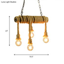 GobekUsa Industrial Style Island Lamp with Rope and 4 Lights - Open Bulb Hanging Light for Dining Room in Beige