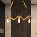 GobekUsa Stylish Loft Hanging Island Light with Exposed Bulbs, Rope Design & 3 Lights in Beige for Dining Room