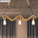 GobekUsa Stylish Loft Hanging Island Light with Exposed Bulbs, Rope Design & 3 Lights in Beige for Dining Room
