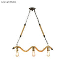 GobekUsa Stylish Loft Hanging Island Light with Exposed Bulbs, Rope Design & 3 Lights in Beige for Dining Room