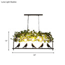 GobekUsa Industrial Birdcage Island Ceiling Light with Plant Decoration – 3 Black Metal Hanging Lights