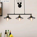 GobekUsa Flared Black Farmhouse Pendant Light with Pulley Design and 3 Bulbs - Perfect for Restaurants and Kitchens