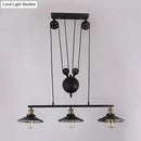 GobekUsa Flared Black Farmhouse Pendant Light with Pulley Design and 3 Bulbs - Perfect for Restaurants and Kitchens