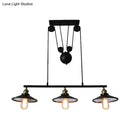 GobekUsa Flared Black Farmhouse Pendant Light with Pulley Design and 3 Bulbs - Perfect for Restaurants and Kitchens