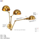 GobekUsa Loft Antique Edison 3-Head Black Wall Sconce Swing Arm Light