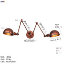 GobekUsa Loft Antique Edison 3-Head Black Wall Sconce Swing Arm Light