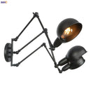 GobekUsa Loft Antique Edison 3-Head Black Wall Sconce Swing Arm Light