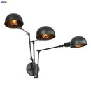 GobekUsa Loft Antique Edison 3-Head Black Wall Sconce Swing Arm Light