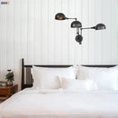 GobekUsa Loft Antique Edison 3-Head Black Wall Sconce Swing Arm Light