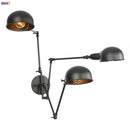 GobekUsa Loft Antique Edison 3-Head Black Wall Sconce Swing Arm Light