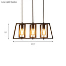GobekUsa Farmhouse Trapezoid Frame Island Pendant Light - 3-Light Metallic Chandelier in Black