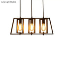 GobekUsa Farmhouse Trapezoid Frame Island Pendant Light - 3-Light Metallic Chandelier in Black