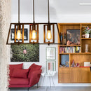 GobekUsa Farmhouse Trapezoid Frame Island Pendant Light - 3-Light Metallic Chandelier in Black