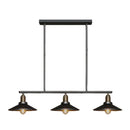 GobekUsa Industrial Black 3-Light Metal Island Pendant with Cone Shade - Perfect for Restaurant Lighting