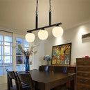 GobekUsa Industrial Pendant Lighting with Opal Glass Globe Shade - Black 3-Light - Perfect for Dining Rooms