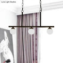 GobekUsa Industrial Pendant Lighting with Opal Glass Globe Shade - Black 3-Light - Perfect for Dining Rooms