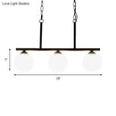 GobekUsa Industrial Pendant Lighting with Opal Glass Globe Shade - Black 3-Light - Perfect for Dining Rooms