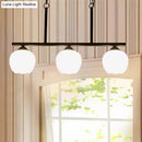 GobekUsa Industrial Pendant Lighting with Opal Glass Globe Shade - Black 3-Light - Perfect for Dining Rooms