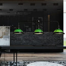 GobekUsa White/Green Glass Dome Pendant Lighting with Industrial Vibe - 3 Lights, Ideal for Dining Table, Includes Chain