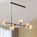 GobekUsa 6-Light Industrial Island Pendant with Amber/Milky White/Blue Gradient Glass Shades & Adjustable Cord