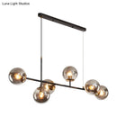 GobekUsa 6-Light Industrial Island Pendant with Amber/Milky White/Blue Gradient Glass Shades & Adjustable Cord