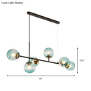 GobekUsa 6-Light Industrial Island Pendant with Amber/Milky White/Blue Gradient Glass Shades & Adjustable Cord