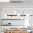 GobekUsa 6-Light Industrial Island Pendant with Amber/Milky White/Blue Gradient Glass Shades & Adjustable Cord