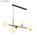 GobekUsa 6-Light Industrial Island Pendant with Amber/Milky White/Blue Gradient Glass Shades & Adjustable Cord