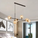 GobekUsa 6-Light Industrial Island Pendant with Amber/Milky White/Blue Gradient Glass Shades & Adjustable Cord