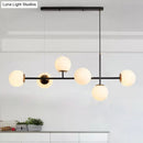 GobekUsa 6-Light Industrial Island Pendant with Amber/Milky White/Blue Gradient Glass Shades & Adjustable Cord