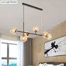 GobekUsa 6-Light Industrial Island Pendant with Amber/Milky White/Blue Gradient Glass Shades & Adjustable Cord
