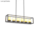 GobekUsa Industrial Amber Cylinder Island Light Fixture - Clear Glass & Marble - Kitchen Hanging Lamp (3/5/6-Bulb) - Rectangle Frame