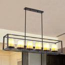 GobekUsa Industrial Amber Cylinder Island Light Fixture - Clear Glass & Marble - Kitchen Hanging Lamp (3/5/6-Bulb) - Rectangle Frame