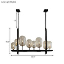 GobekUsa Industrial Amber Glass Hanging Light Fixture - Capsule Restaurant Island Lighting (6/8 Bulbs, Black)