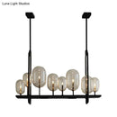 GobekUsa Industrial Amber Glass Hanging Light Fixture - Capsule Restaurant Island Lighting (6/8 Bulbs, Black)