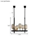 GobekUsa Industrial Amber Glass Hanging Light Fixture - Capsule Restaurant Island Lighting (6/8 Bulbs, Black)