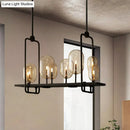 GobekUsa Industrial Amber Glass Hanging Light Fixture - Capsule Restaurant Island Lighting (6/8 Bulbs, Black)