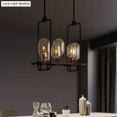 GobekUsa Industrial Amber Glass Hanging Light Fixture - Capsule Restaurant Island Lighting (6/8 Bulbs, Black)