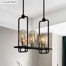 GobekUsa Industrial Amber Glass Hanging Light Fixture - Capsule Restaurant Island Lighting (6/8 Bulbs, Black)