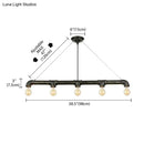 GobekUsa Industrial Metal Pendant Lamp with Bare Bulb - 5 Bulb Antique Brass Ceiling Light for Living Room Island