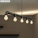 GobekUsa Industrial Metal Pendant Lamp with Bare Bulb - 5 Bulb Antique Brass Ceiling Light for Living Room Island